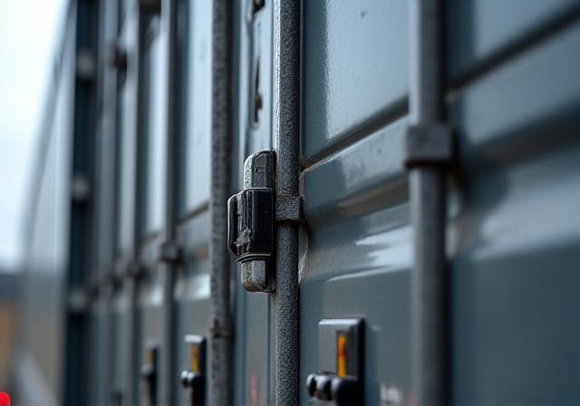 Secure sealed road freight container with IoT tracking device for Midwest manufacturer
